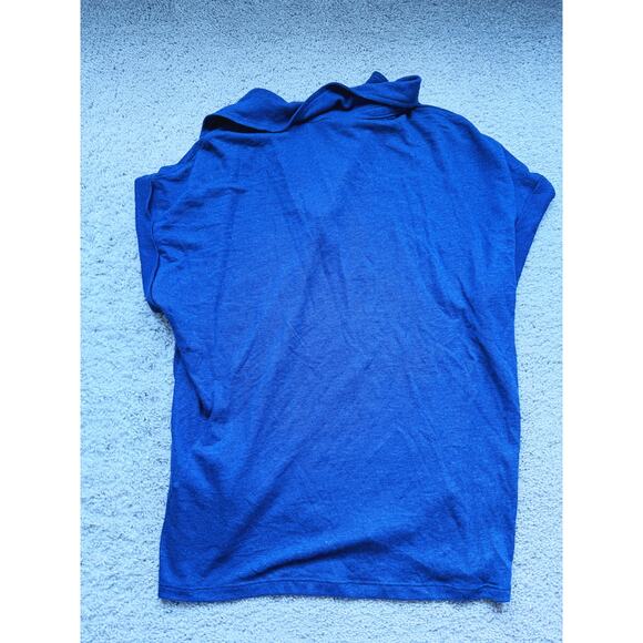 Banana Republic Linen-Blend Johnny-Collar Top Blosue Navy Blue Large Classic - Picture 6 of 6